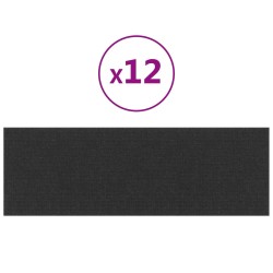 Tête de lit murale 12 pcs Noir 90 x 30 cm tissu 560097560097