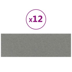 Tête de lit murale 12 pcs Gris clair 90 x 30 cm tissu 560100560100