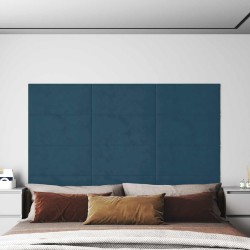 Tête de lit murale 12 pcs Bleu 60 x 30 cm Velours 560106560106