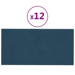 Tête de lit murale 12 pcs Bleu 60 x 30 cm Velours 560106560106