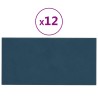Tête de lit murale 12 pcs Bleu 60 x 30 cm Velours 560106560106
