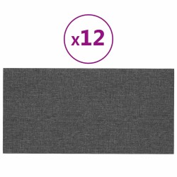 Tête de lit murale 12 pcs Gris foncé 60 x 30 cm tissu 560107560107