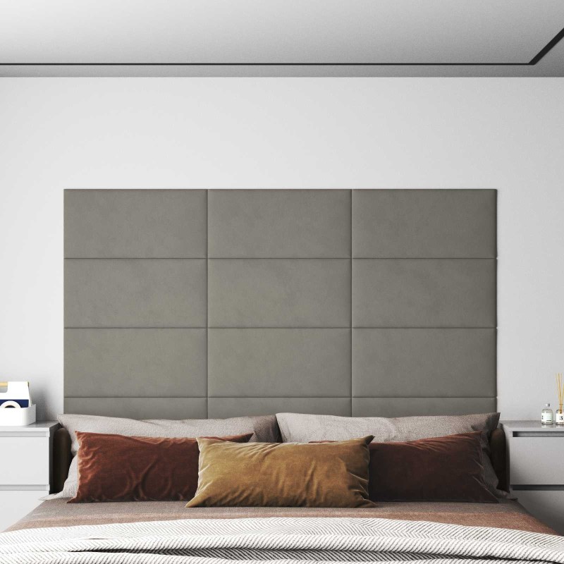 Tête de lit murale 12 pcs Gris clair 60 x 30 cm Velours 560108560108