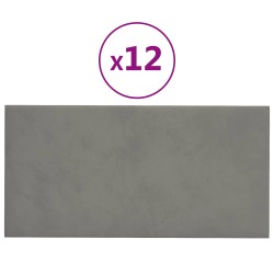 Tête de lit murale 12 pcs Gris clair 60 x 30 cm Velours 560108560108