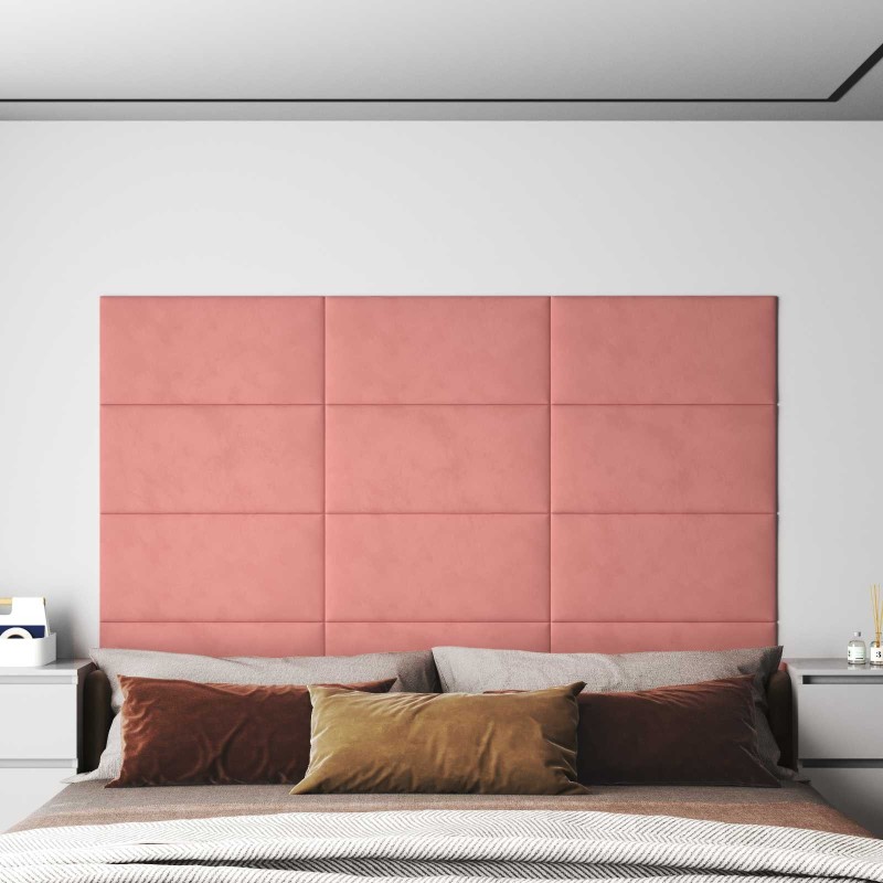 Tête de lit murale 12 pcs Rose 60 x 30 cm Velours 560111560111