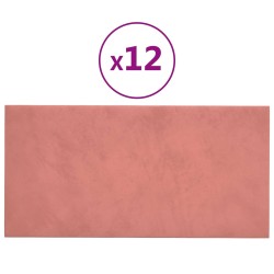Tête de lit murale 12 pcs Rose 60 x 30 cm Velours 560111560111