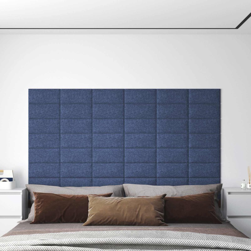 Tête de lit murale 12 pcs Bleu 30 x 15 cm tissu 560118560118