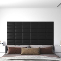 Tête de lit murale 12 pcs Noir 30 x 15 cm tissu 560120560120