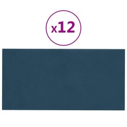 Tête de lit murale 12 pcs Bleu 30 x 15 cm Velours 560121560121