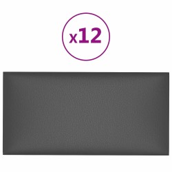 Tête de lit murale 12 pcs Gris 30 x 15 cm tissu 560123560123