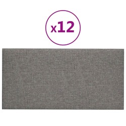 Tête de lit murale 12 pcs Gris clair 30 x 15 cm tissu 560128560128