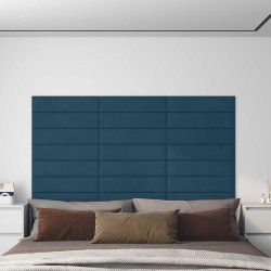 Tête de lit murale 12 pcs Bleu 60 x 15 cm Velours 560133560133