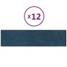 Tête de lit murale 12 pcs Bleu 60 x 15 cm Velours 560133560133