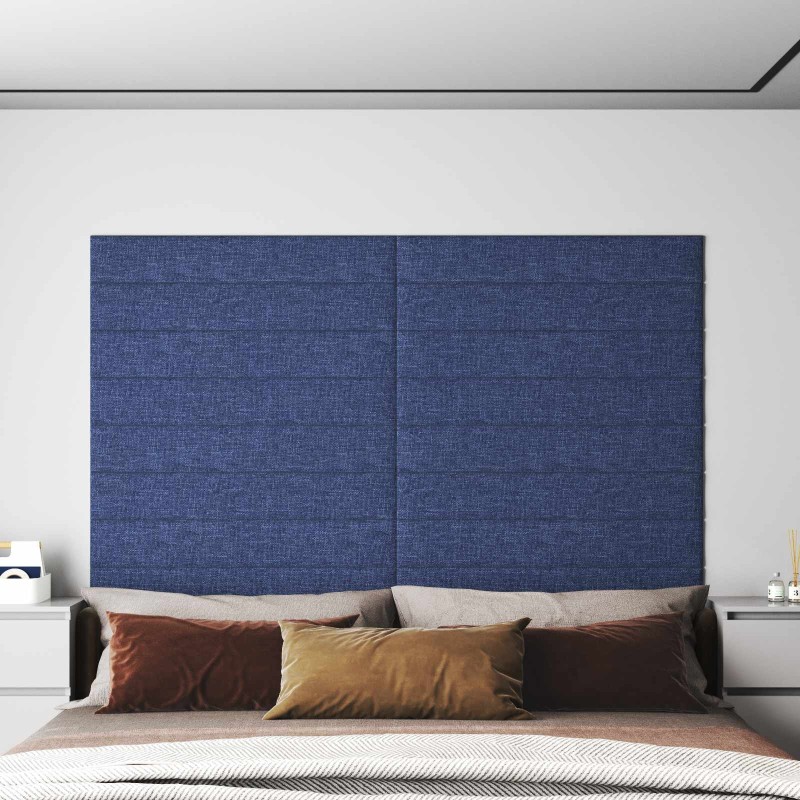 Tête de lit murale 12 pcs Bleu 90 x 15 cm tissu 560136560136