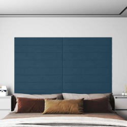 Tête de lit murale 12 pcs Bleu 90 x 15 cm Velours 560138560138