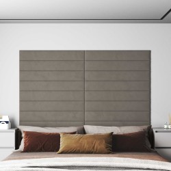 Tête de lit murale 12 pcs Gris clair 90 x 15 cm Velours 560139560139