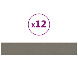 Tête de lit murale 12 pcs Gris clair 90 x 15 cm Velours 560139560139