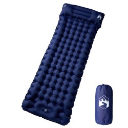 Matelas de camping autogonflant oreiller 1 personne bleu marine 560148560148