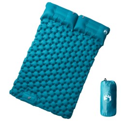 Matelas de camping autogonflant avec oreillers 2 personnes bleu 560150560150