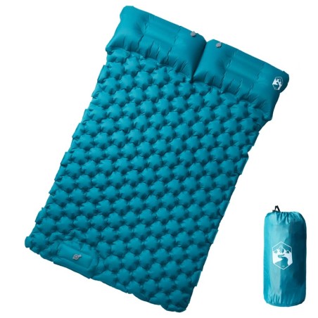 Matelas de camping autogonflant avec oreillers 2 personnes bleu 560150560150