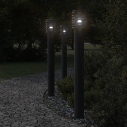 Lampadaire d'extérieur avec sortie noir 110 cm acier inoxydable 560165560165