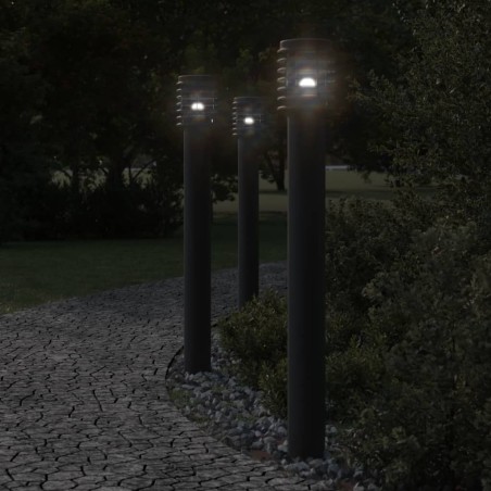 Lampadaire d'extérieur avec sortie noir 110 cm acier inoxydable 560165560165