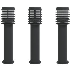 Lampadaires d'extérieur 3 pcs noir 60 cm acier inoxydable 560201560201