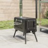 Poêle à bois de tente et cheminée et pieds pliables noir acier 560221560221