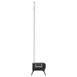 Poêle à bois de tente et cheminée et pieds pliables noir acier 560221560221