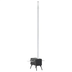 Poêle à bois de tente et cheminée et pieds pliables noir acier 560221560221