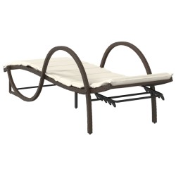 Chaise longue avec coussin marron 60x199x42 cm résine tressée 560840560840