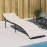 Chaise longue avec coussin noir 55x199x50 cm résine tressée 560843560843