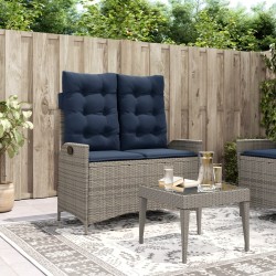 Banc inclinable de jardin avec coussins gris résine tressée 560844560844