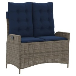 Banc inclinable de jardin avec coussins gris résine tressée 560844560844