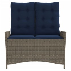 Banc inclinable de jardin avec coussins gris résine tressée 560844560844
