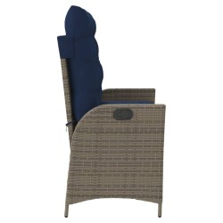 Banc inclinable de jardin avec coussins gris résine tressée 560844560844