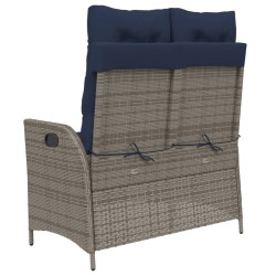 Banc inclinable de jardin avec coussins gris résine tressée 560844560844