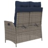 Banc inclinable de jardin avec coussins gris résine tressée 560844560844