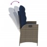 Banc inclinable de jardin avec coussins gris résine tressée 560844560844