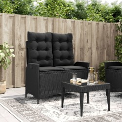 Banc inclinable de jardin avec coussins noir résine tressée 560845560845