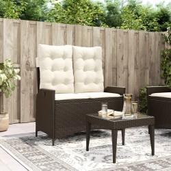 Banc inclinable de jardin avec coussins marron résine tressée 560846560846