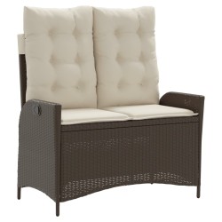 Banc inclinable de jardin avec coussins marron résine tressée 560846560846