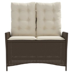 Banc inclinable de jardin avec coussins marron résine tressée 560846560846