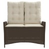 Banc inclinable de jardin avec coussins marron résine tressée 560846560846