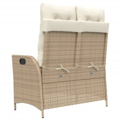 Banc inclinable de jardin avec coussins beige résine tressée 560847560847