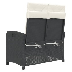 Banc inclinable de jardin avec coussins noir résine tressée 560851560851