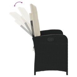 Banc inclinable de jardin avec coussins noir résine tressée 560851560851