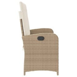 Banc inclinable de jardin avec coussins beige résine tressée 560853560853