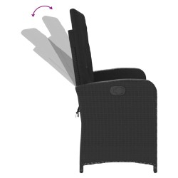 Banc inclinable de jardin avec coussins noir résine tressée 560856560856