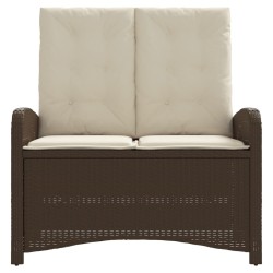 Banc inclinable de jardin avec coussins marron résine tressée 560858560858